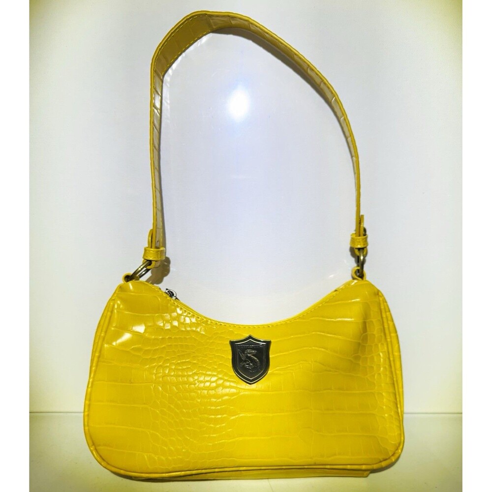 Harry Potter Huffle Puff house hand bag. Yellow crocodile pattern.